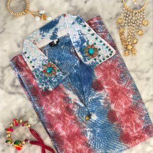 Tie Dye Long Sleeved Cotton Kurta Tunic Top